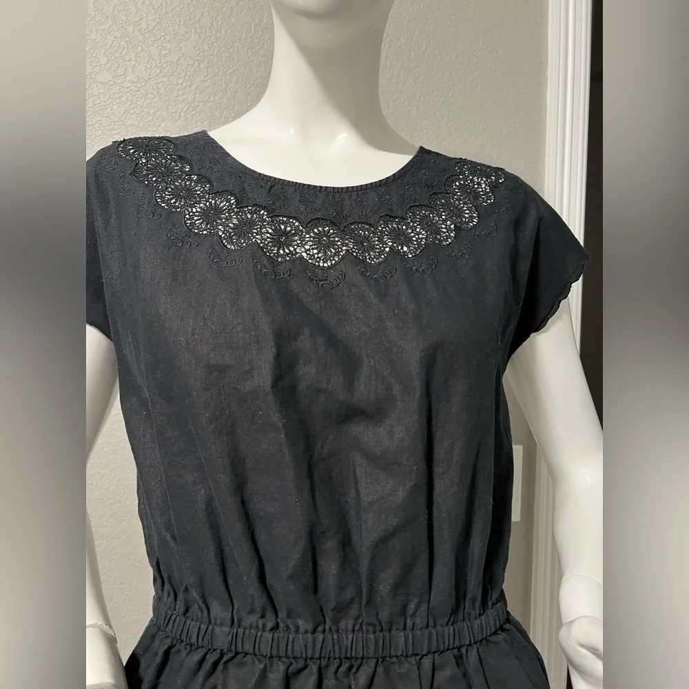 J Crew Womens Embroidered Scallop Dress Fitted Linen Cotton Size 0